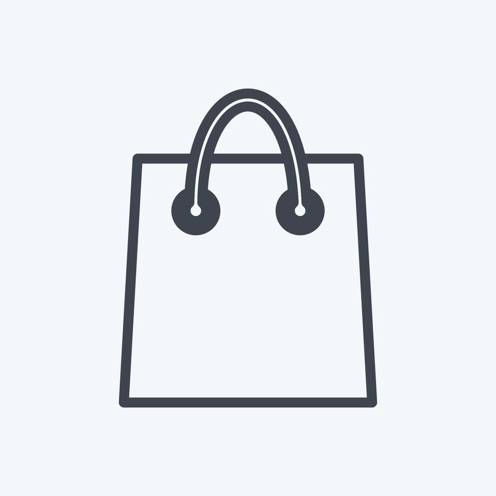 icono de bolsa de compras en estilo de línea de moda aislado en fondo azul suave vector