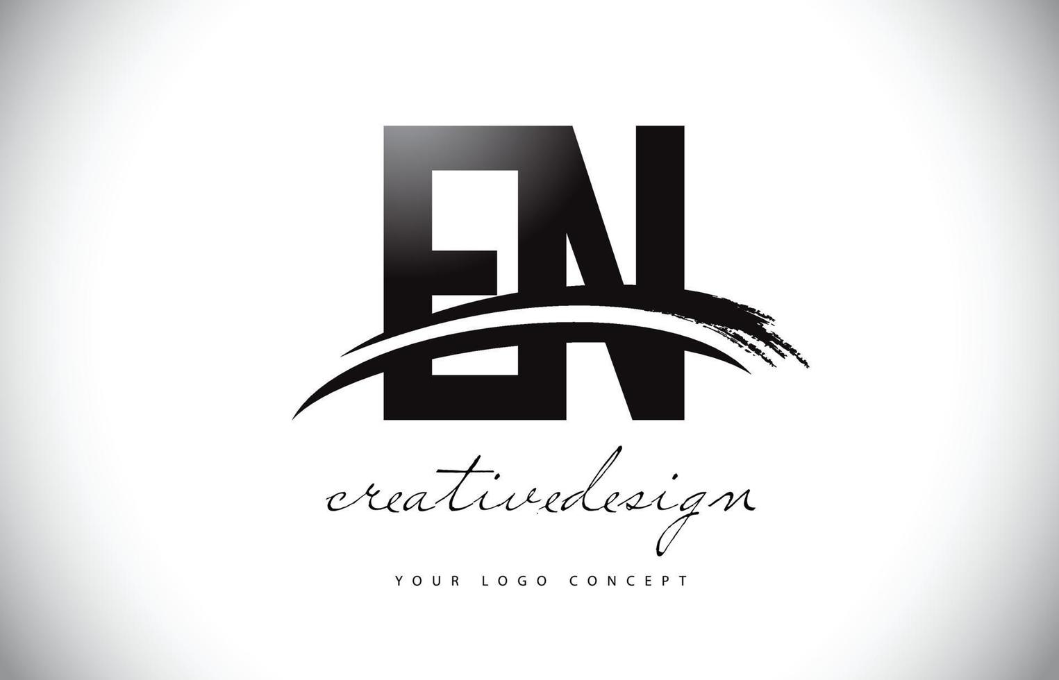 EN E N Letter Logo Design with Swoosh and Black Brush Stroke. vector
