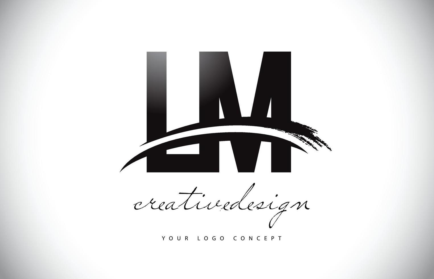 LM L M Letter Logo Design with Swoosh and Black Brush Stroke. vector
