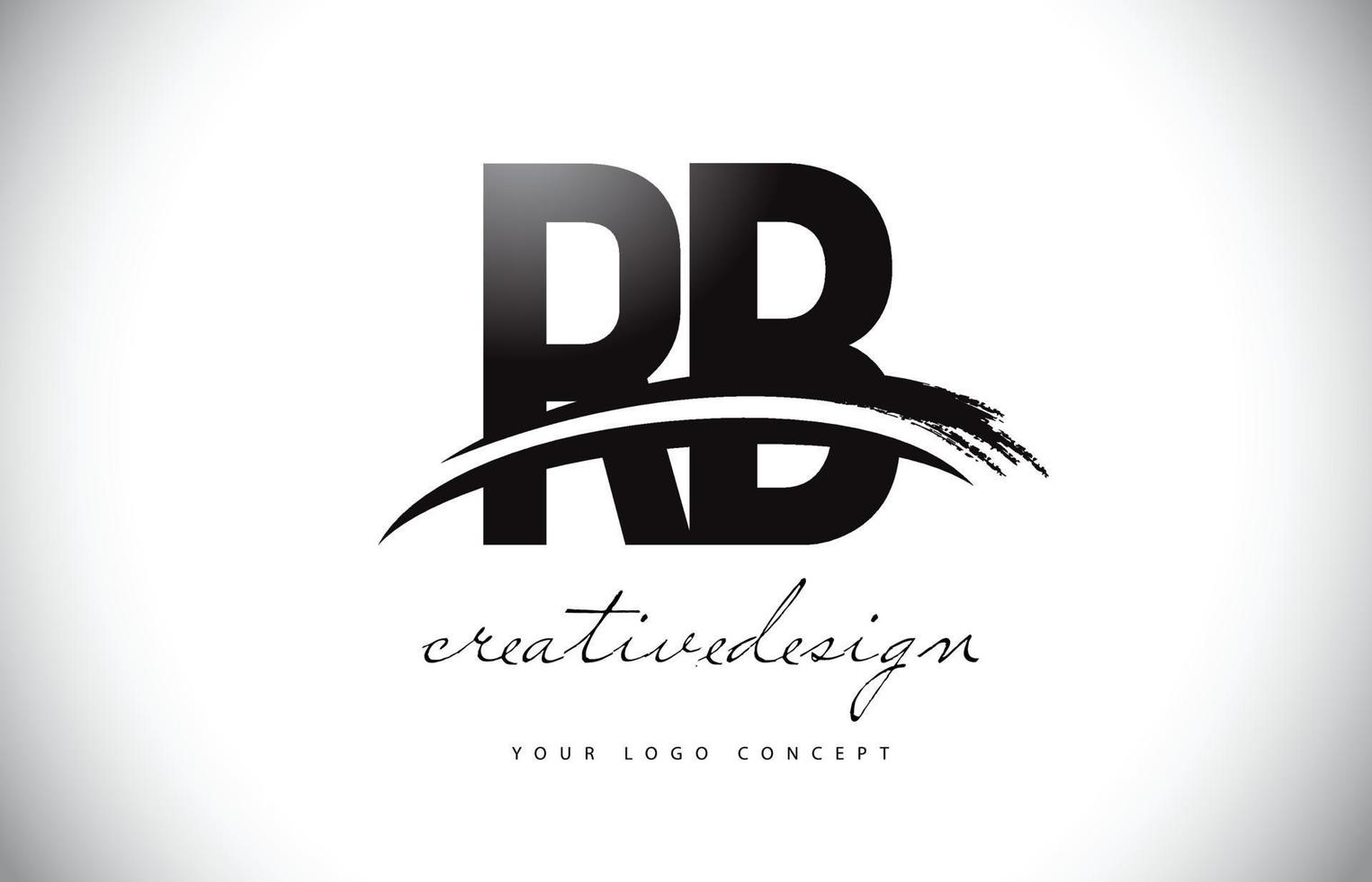 RB R B Letter Logo Design with Swoosh and Black Brush Stroke. vector