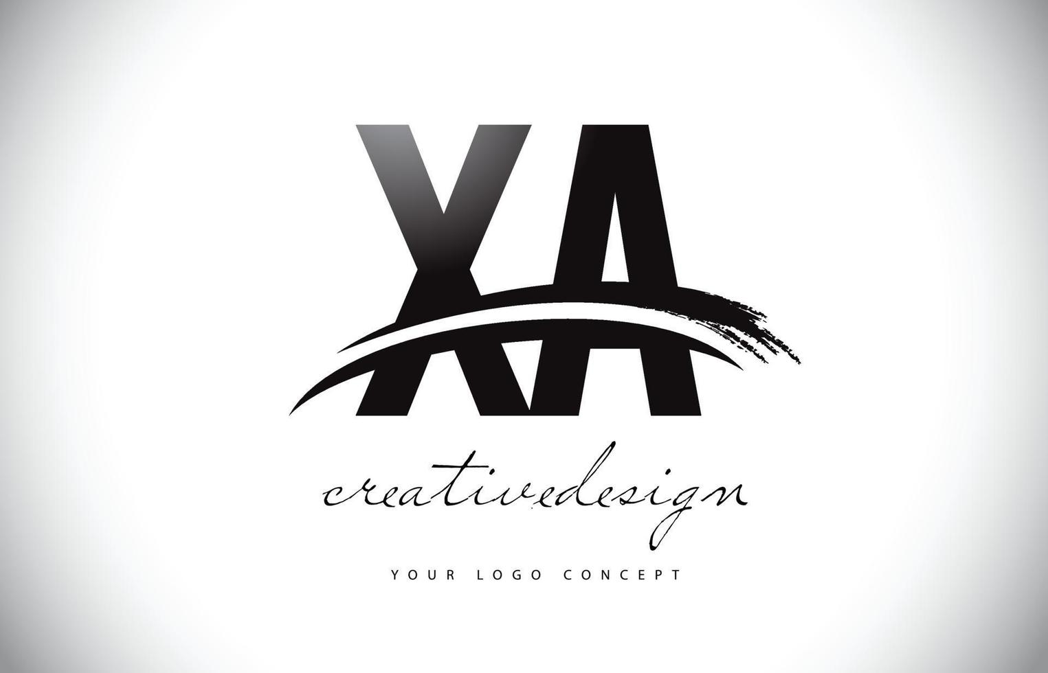 XA X A Letter Logo Design with Swoosh and Black Brush Stroke. vector
