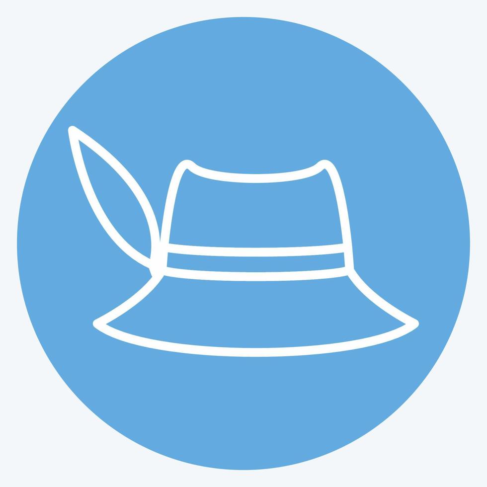 icono de sombrero de mujer en estilo moderno de ojos azules aislado en fondo azul suave vector