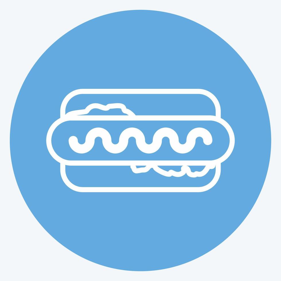 Hot Dog Icon in trendy blue eyes style isolated on soft blue background vector