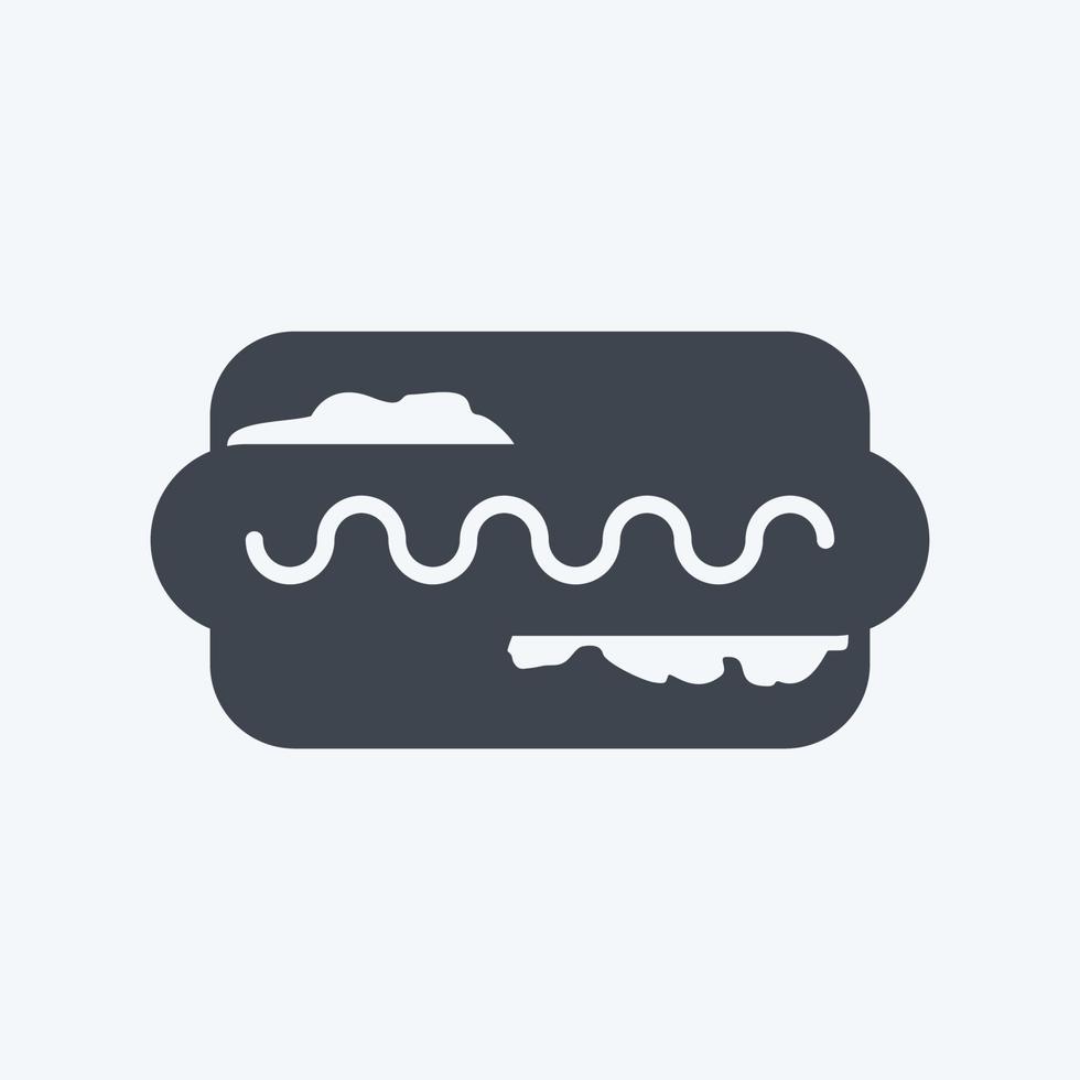 Hot Dog Icon in trendy glyph style isolated on soft blue background vector