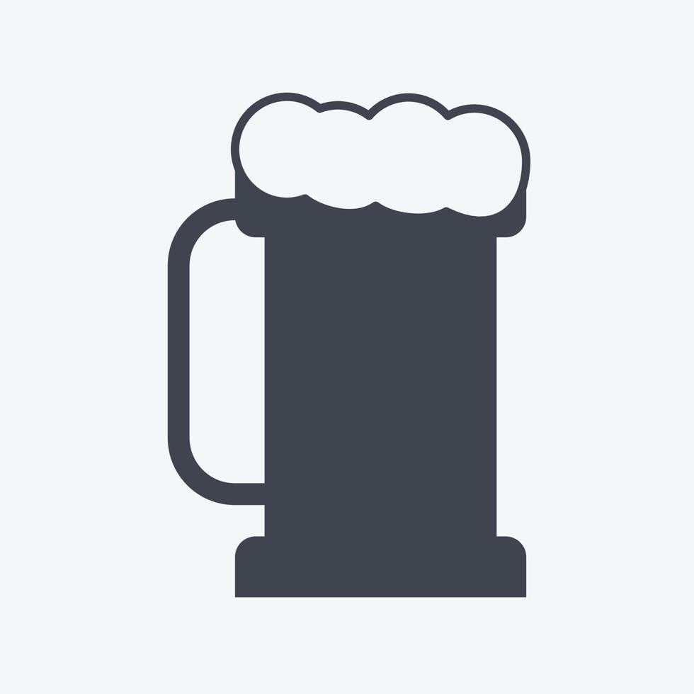 pinta de cerveza i icono en estilo de glifo de moda aislado sobre fondo azul suave vector