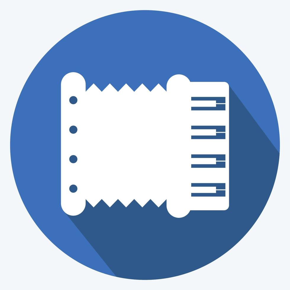 Accordion Icon in trendy long shadow style isolated on soft blue background vector