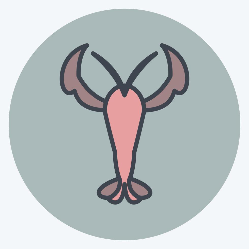 Lobster Icon in trendy color mate style isolated on soft blue background vector