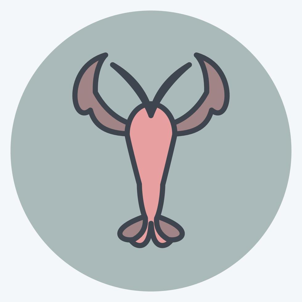 Lobster Icon in trendy color mate style isolated on soft blue background vector