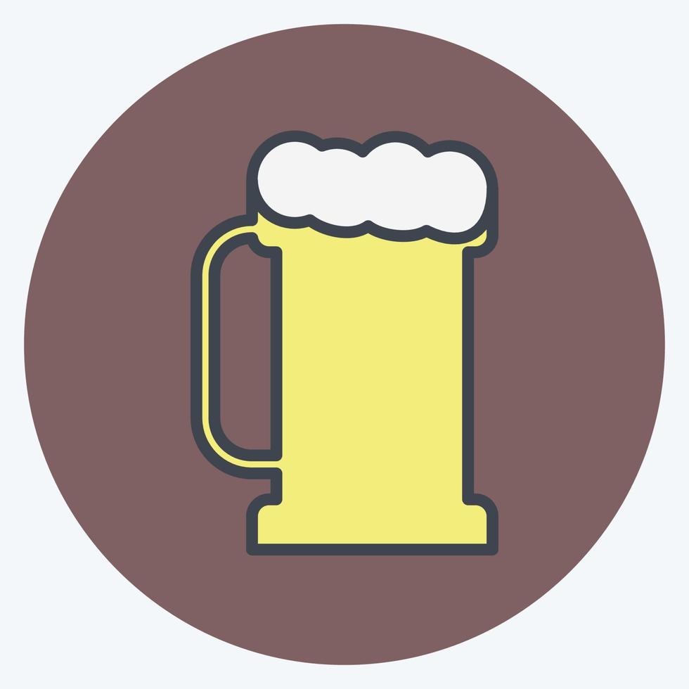 una pinta de cerveza i icono en un moderno estilo mate de color aislado en un fondo azul suave vector