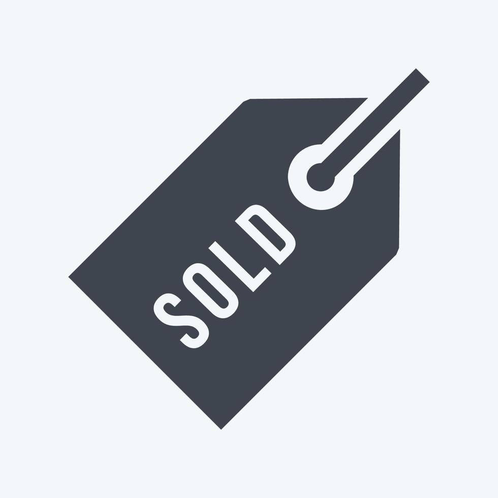 Sold Tag Icon in trendy glyph style isolated on soft blue background vector