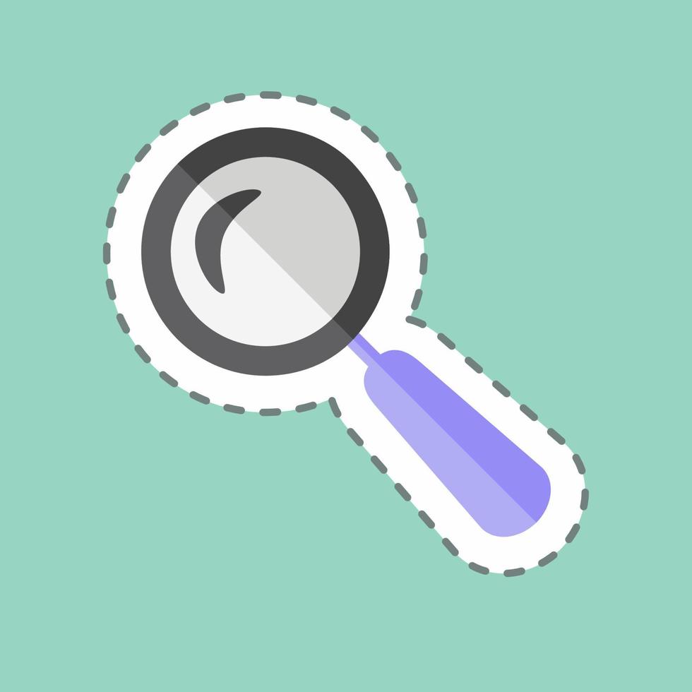 Magnifier Sticker in trendy line cut isolated on blue background vector
