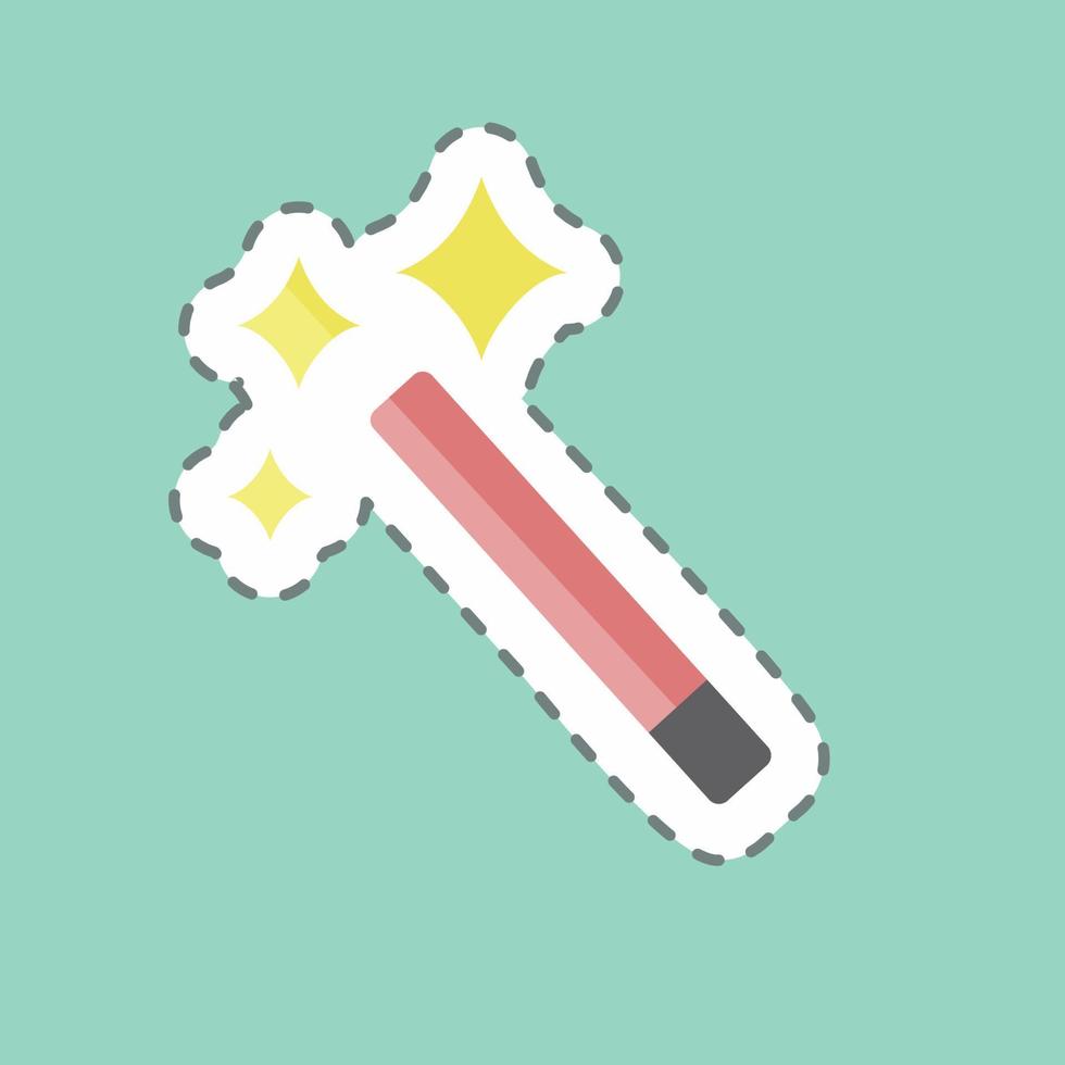 Magic Sticker in trendy line cut isolated on blue background vector