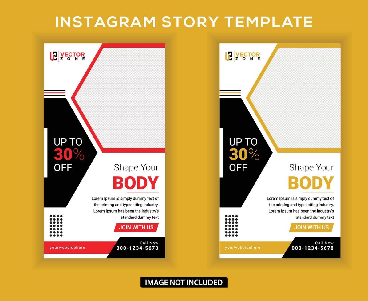 Body fitness gym instagram story template vector