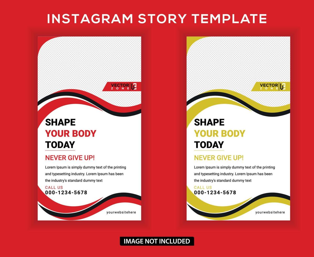 Gym and fitness instagram story template vector