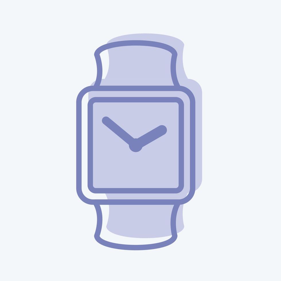 Stylish Watch Icon in trendy two tone style isolated on soft blue background vector