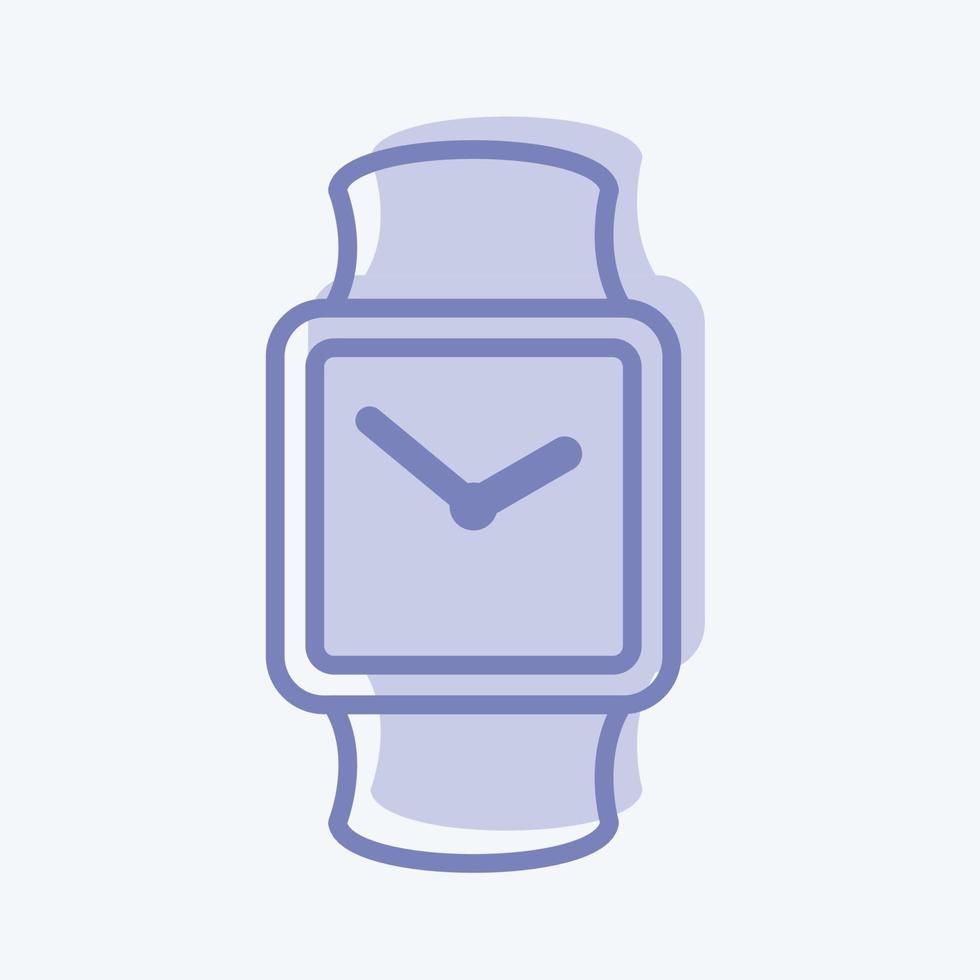 elegante icono de reloj en un moderno estilo de dos tonos aislado en un fondo azul suave vector