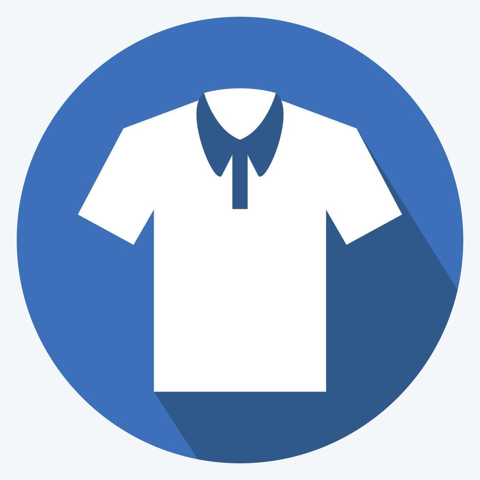 Casual Shirt Icon in trendy long shadow style isolated on soft blue background vector