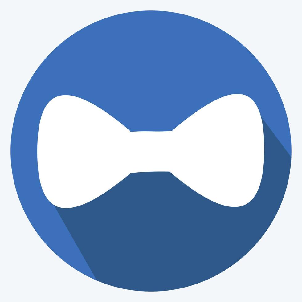 icono de corbata de moño en estilo moderno de sombra larga aislado en fondo azul suave vector