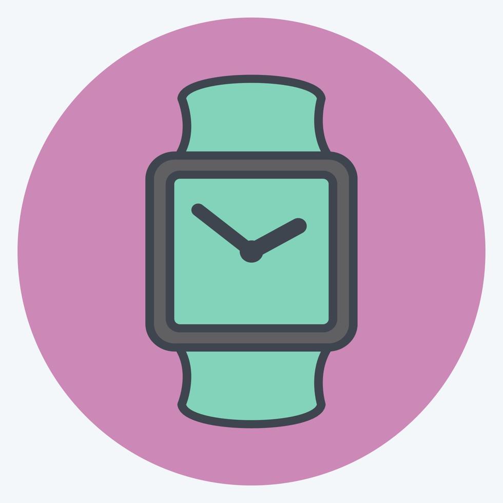 elegante icono de reloj en un moderno estilo de color mate aislado en un fondo azul suave vector
