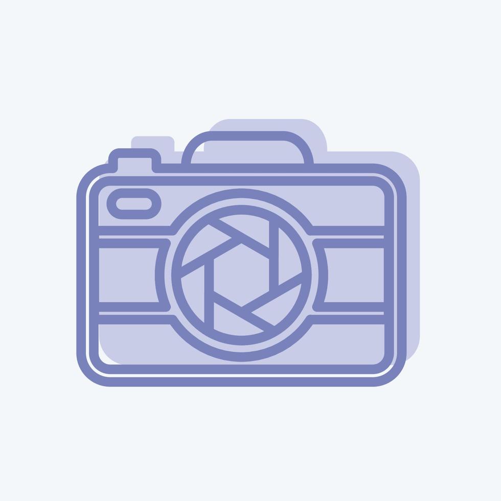 Camera I Icon in trendy two tone style isolated on soft blue background vector