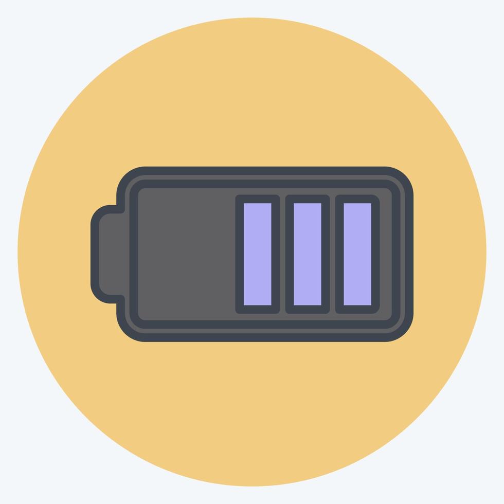 icono de media batería en un estilo mate de color moderno aislado en un fondo azul suave vector