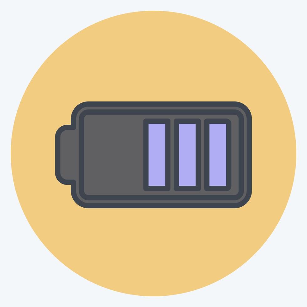 Half Battery Icon in trendy color mate style isolated on soft blue background vector