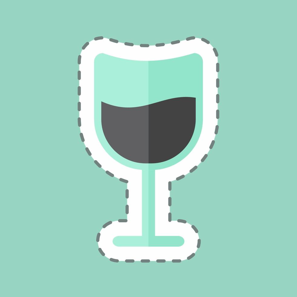 Cocktail Sticker in trendy line cut isolated on blue background vector