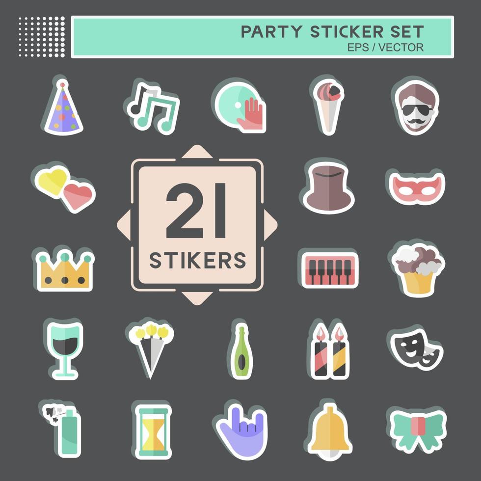 Party Sticker Set in trendy isolated on black background vector