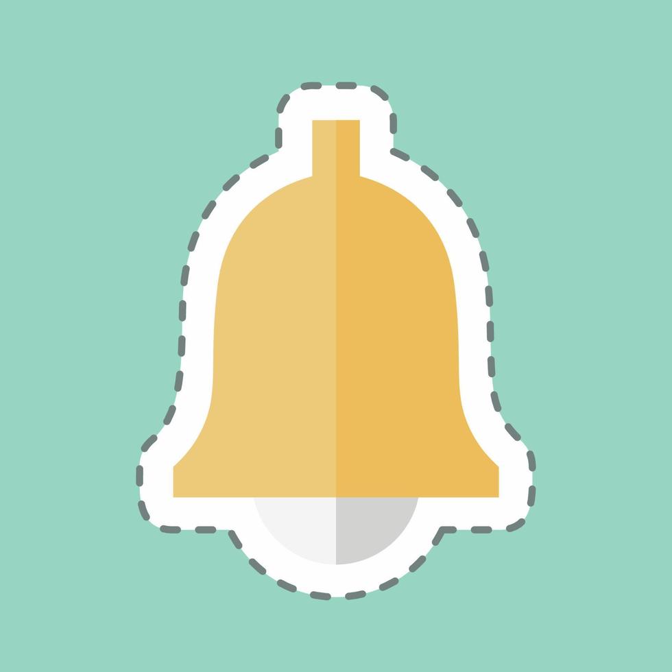 Ringing Bell Sticker in trendy line cut isolated on blue background vector