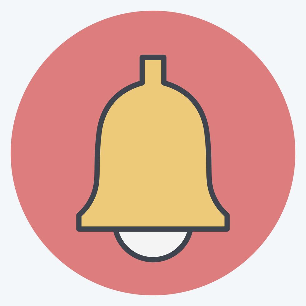 Ringing Bell Icon in trendy color mate style isolated on soft blue background vector