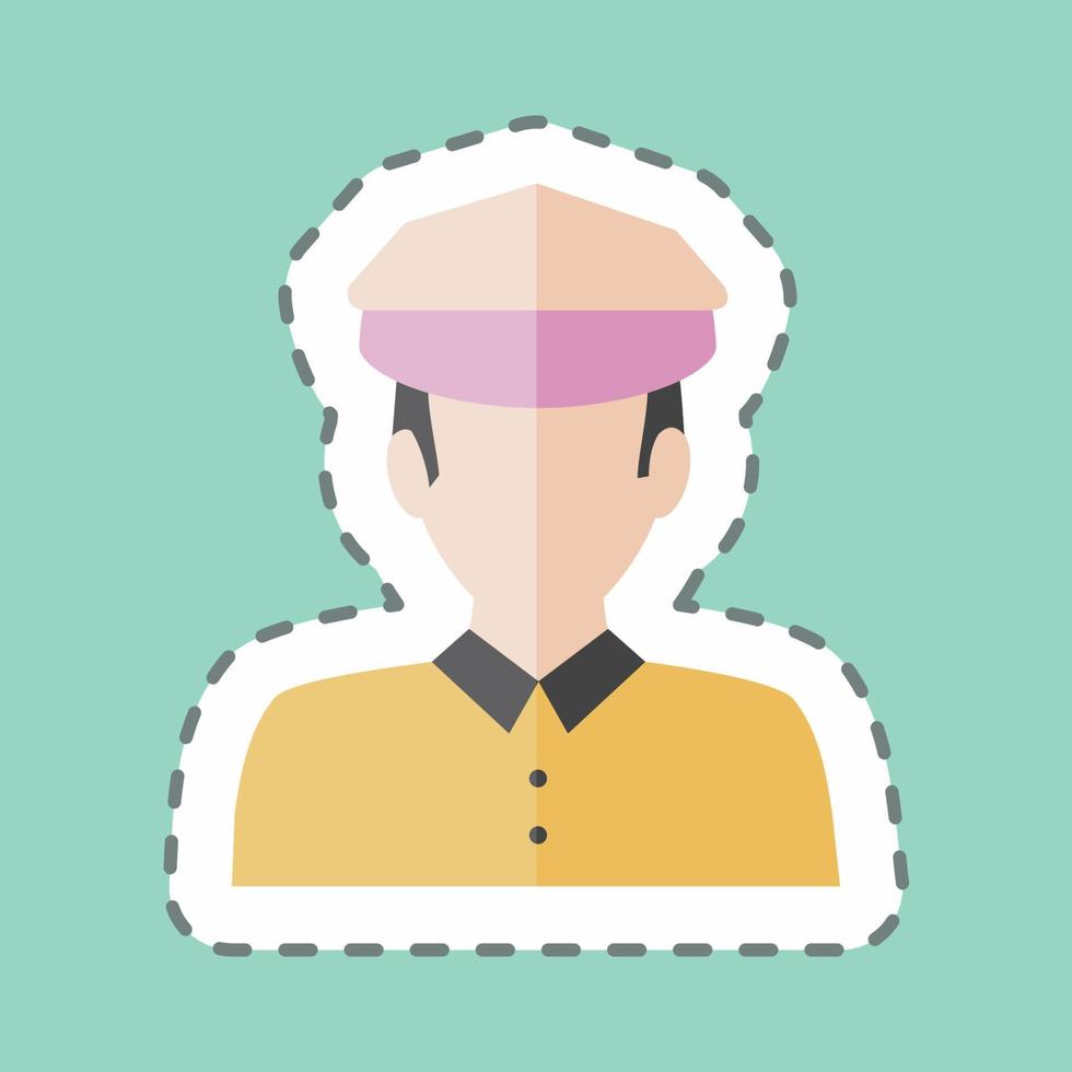 Traffic policeman Sticker in trendy line cut isolated on blue background vector