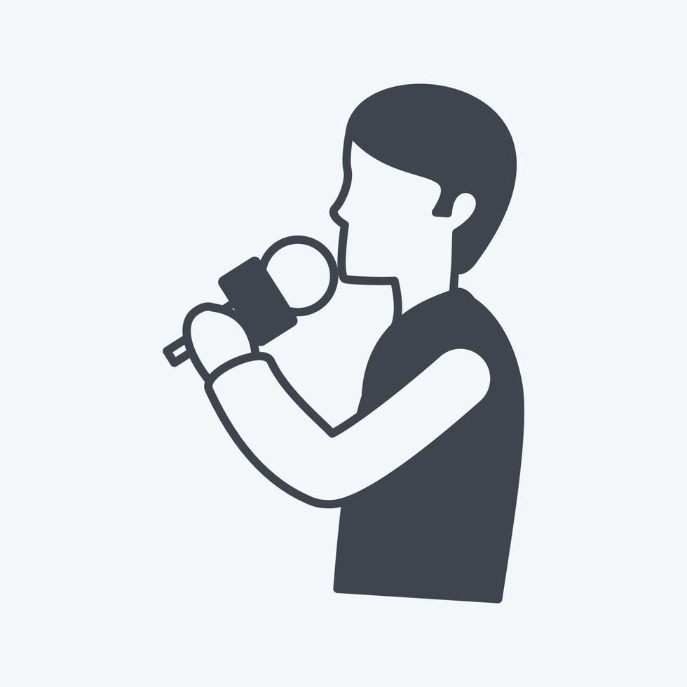 Singing Icon in trendy glyph style isolated on soft blue background vector