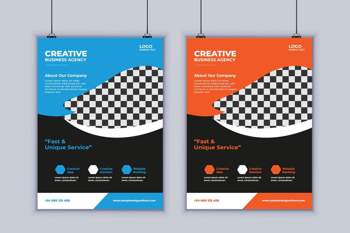 Digital Agency Flyer Design. Business Flyer Design. Vector Design Template. 2 Page Flyer Design. Modern Layout