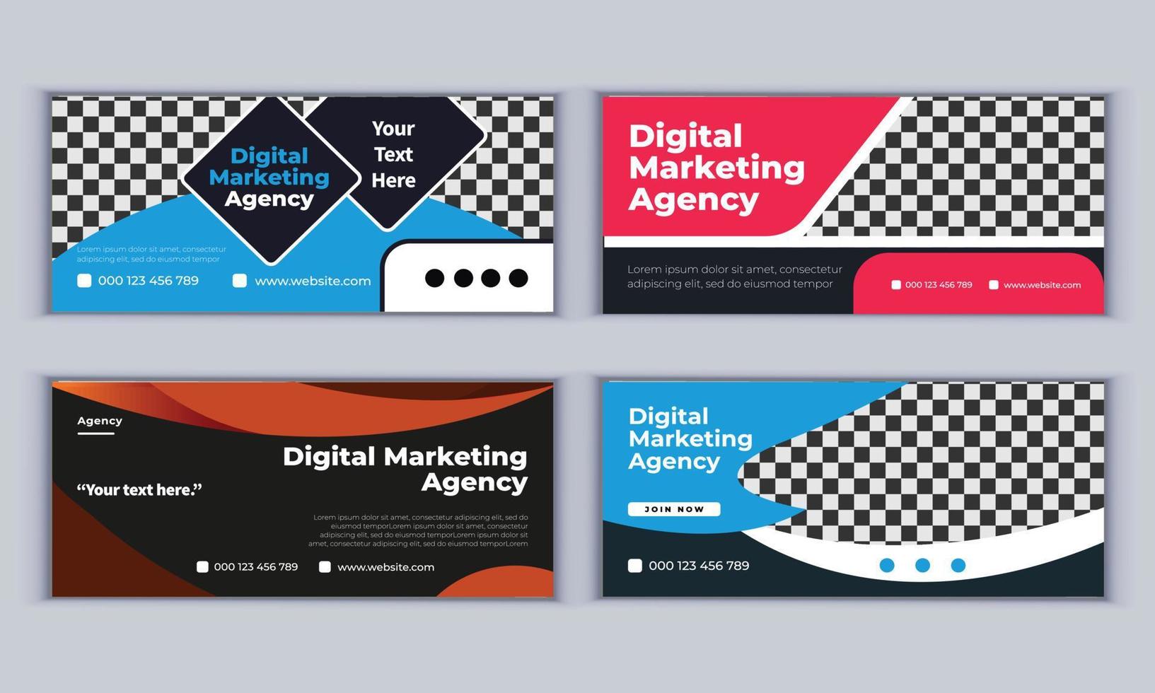 Digital Marketing Agency Banner Design. Business Banner Design. Modern Layout Design. Vector Design. 4 Page Banner Design