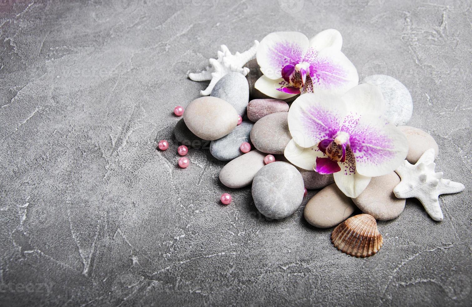 Spa concept with orchid flowers photo