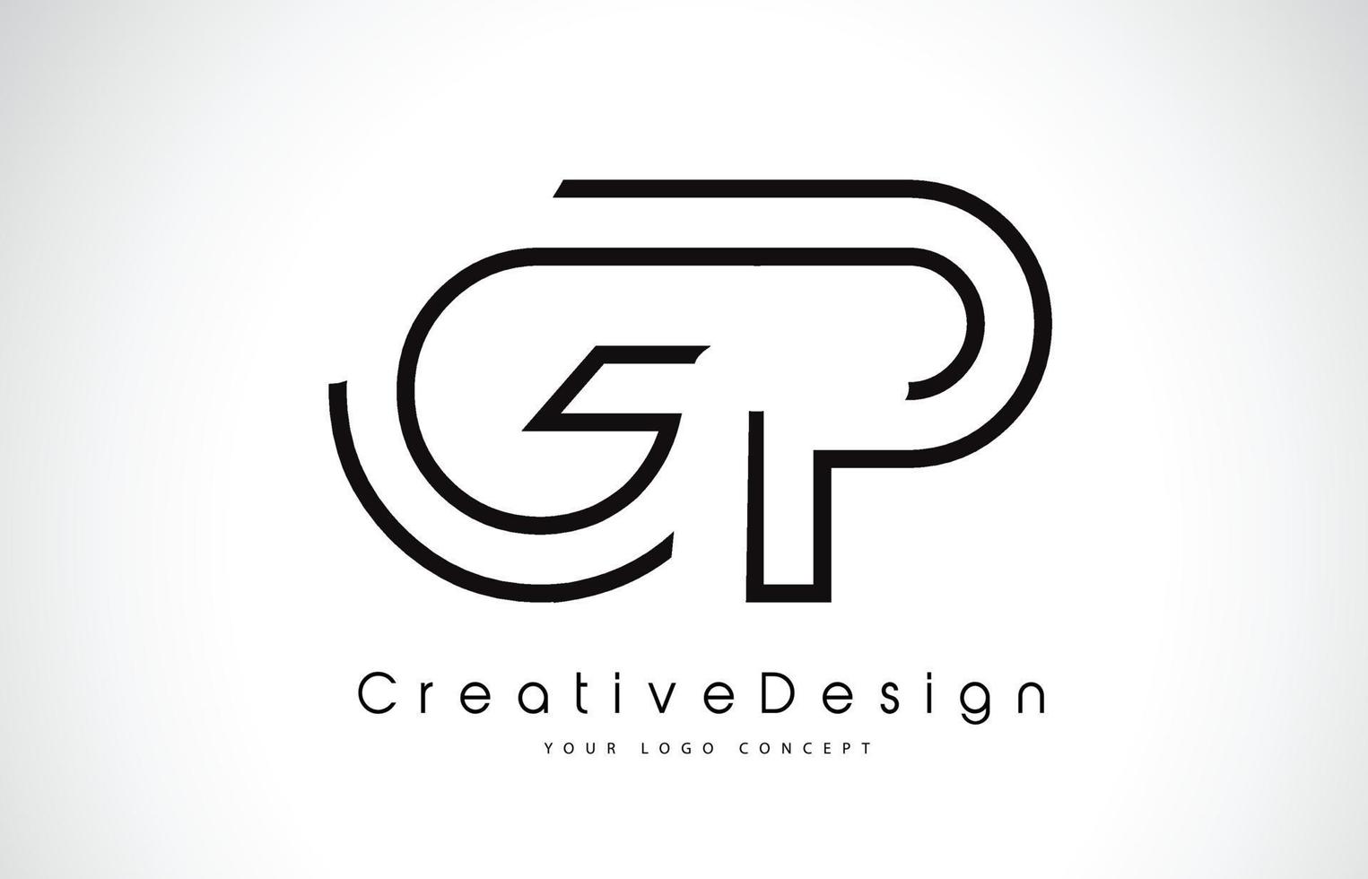 diseño de logotipo gp gp letter en colores negros vector