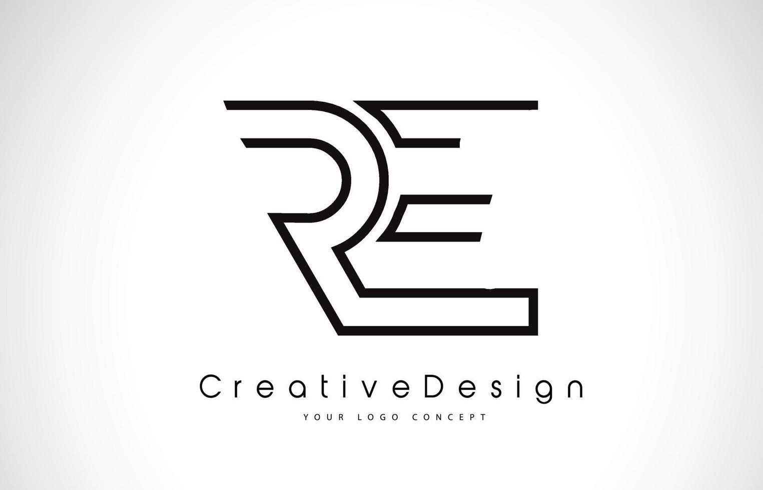 RE R E Letter Logo Design in Black Colors. vector