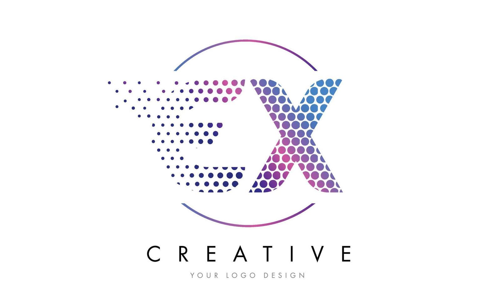 EX E X Pink Magenta Dotted Bubble Letter Logo Design Vector