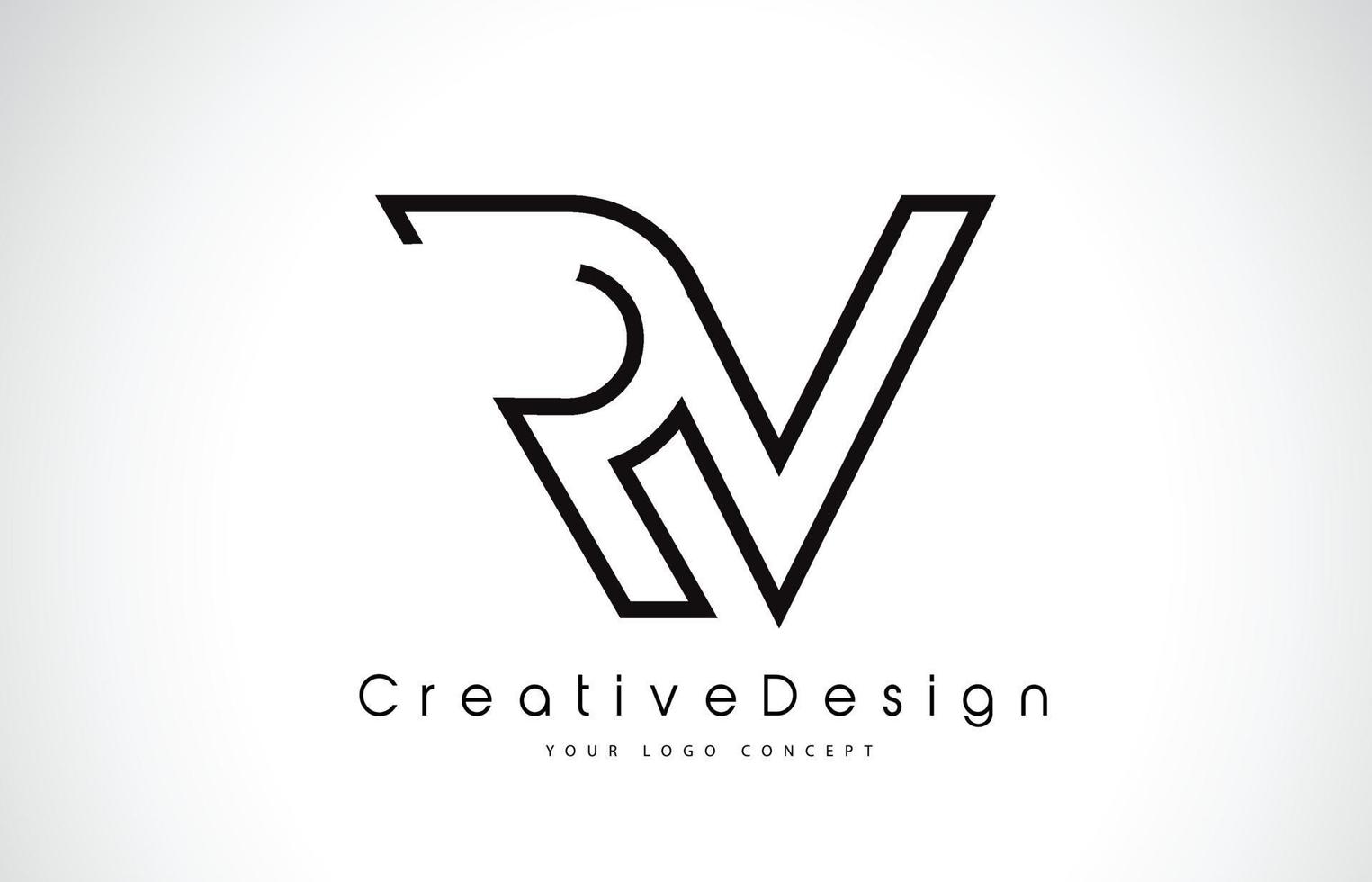 diseño del logotipo de la letra rv rv en colores negros. vector