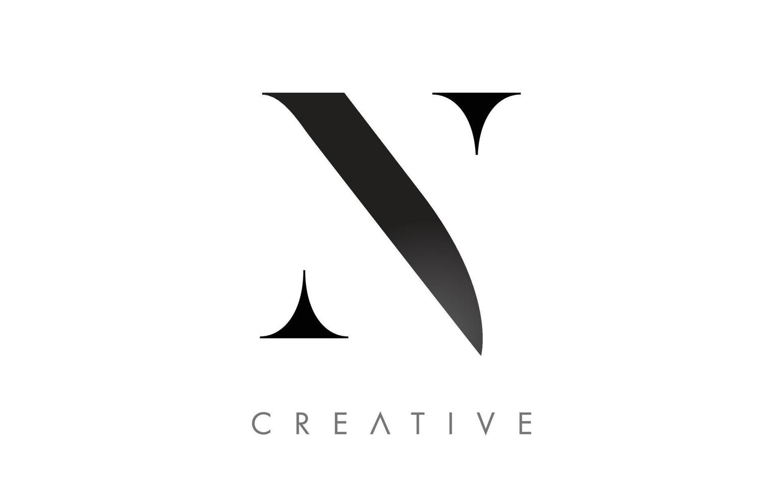 logotipo de letra n serif con diseño minimalista en vector blanco y negro