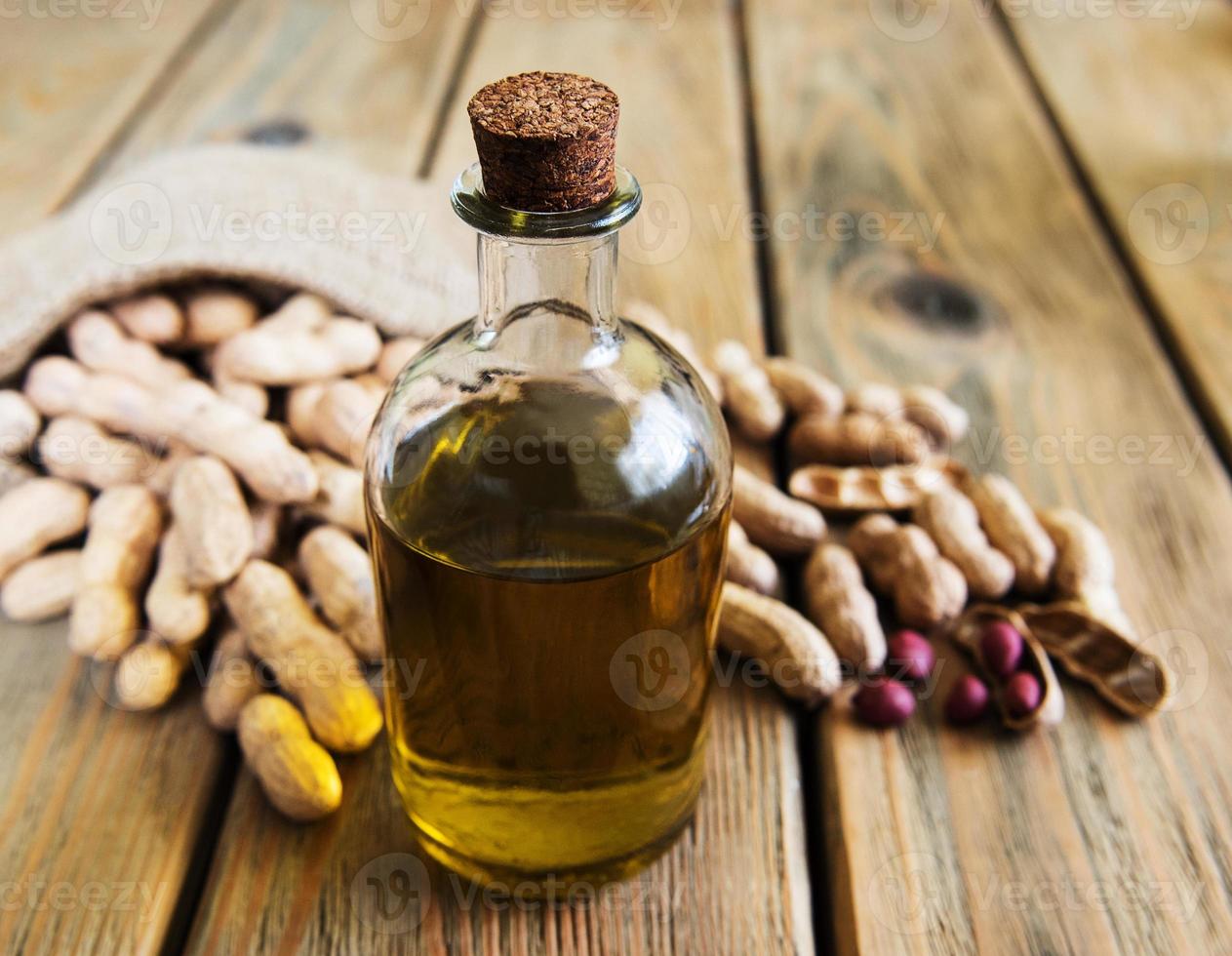 Peanut oil on a table photo