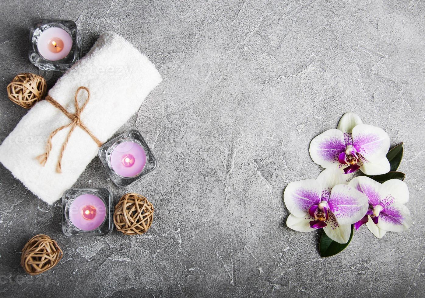 Spa concept with orchid flowers photo