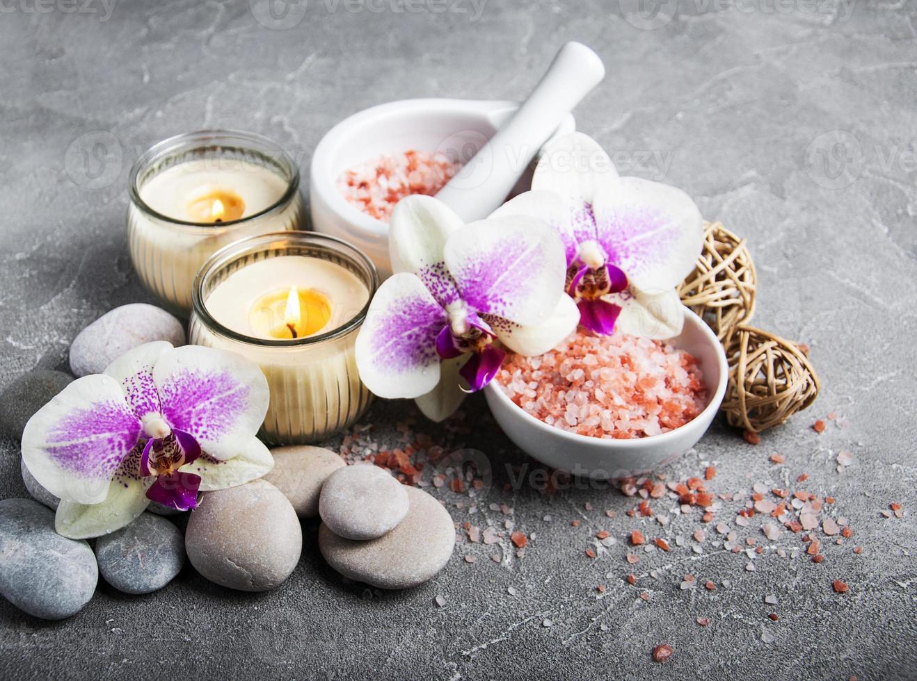Spa concept with orchid flowers photo