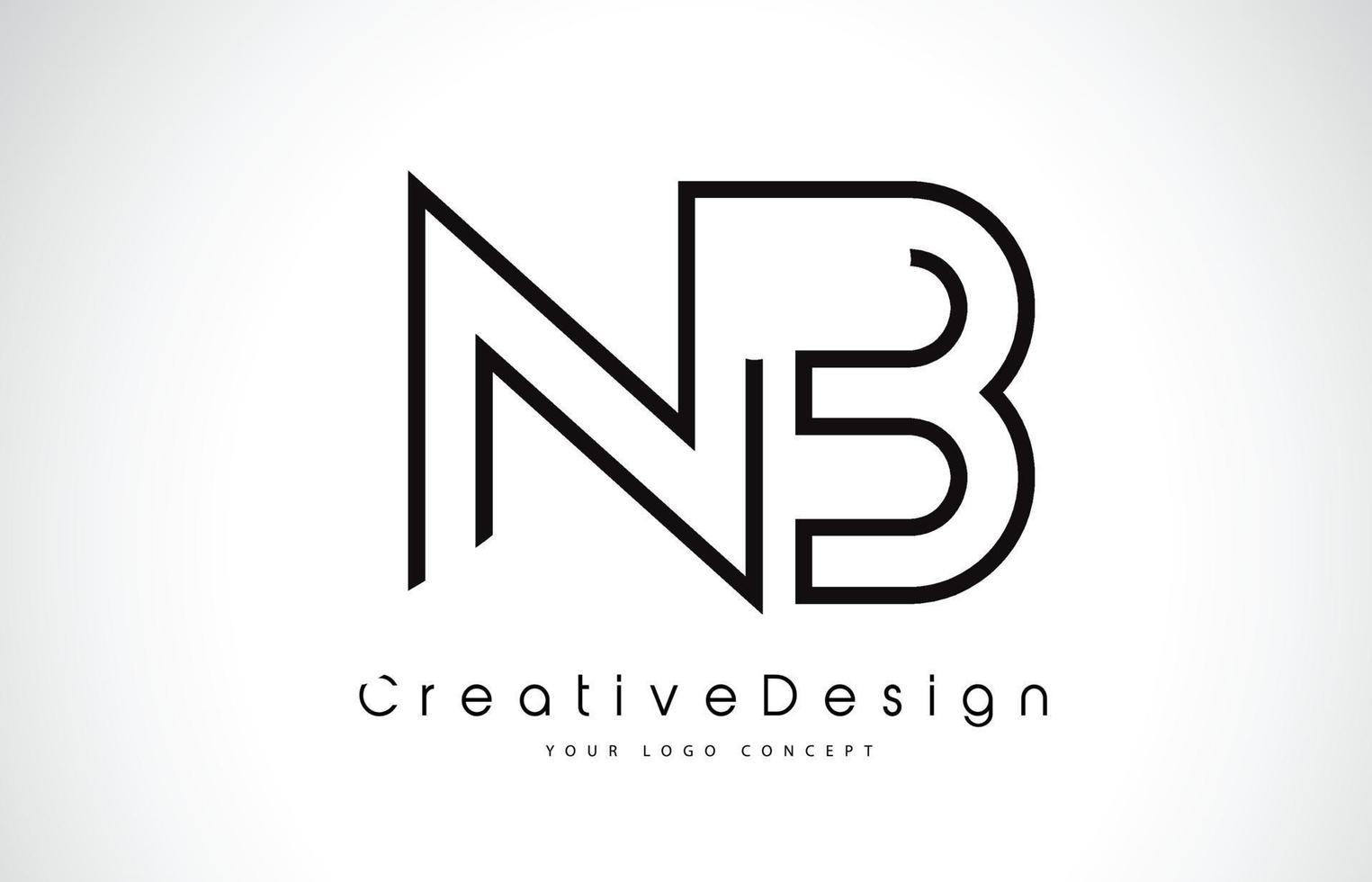 NB N B Letter Logo Design in Black Colors. vector