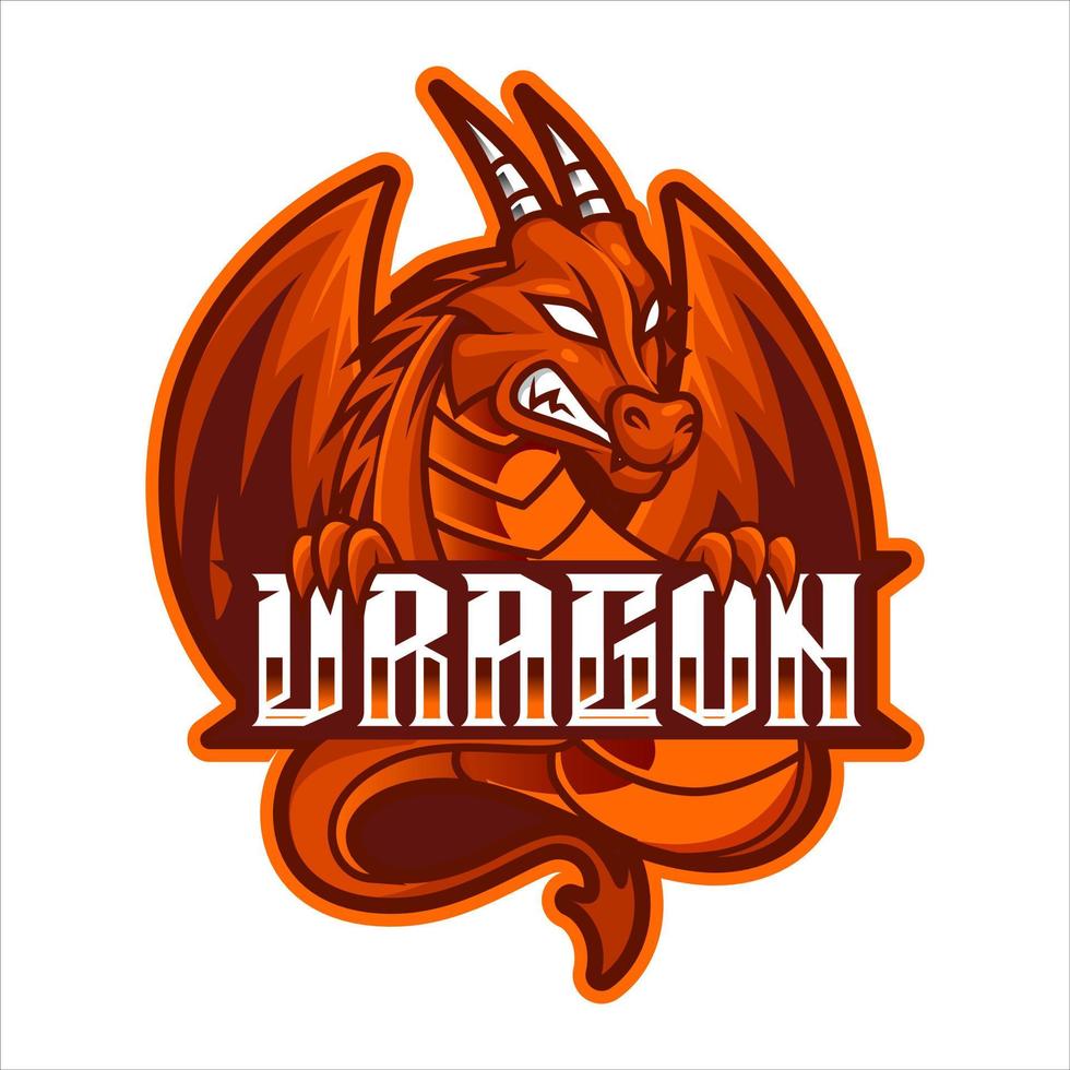 dragón rojo enojado, mascota esports logo vector ilustración