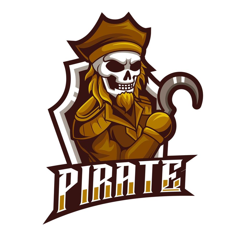 cráneo pirata, mascota esports logo vector ilustración