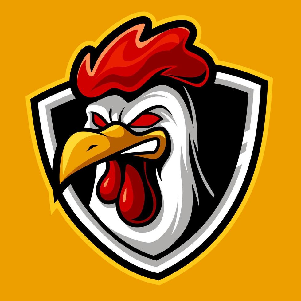 pollo enojado, mascota esports logo vector ilustración