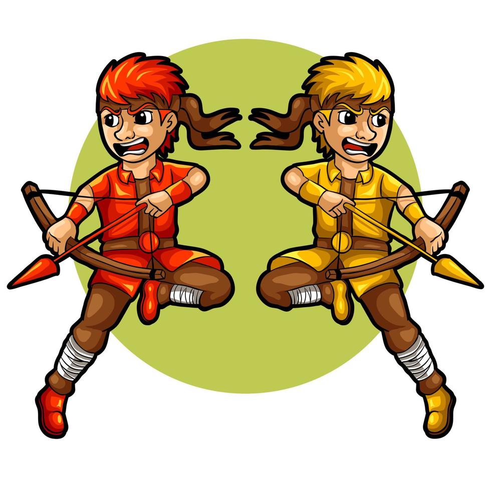 two archer boy vector illustration