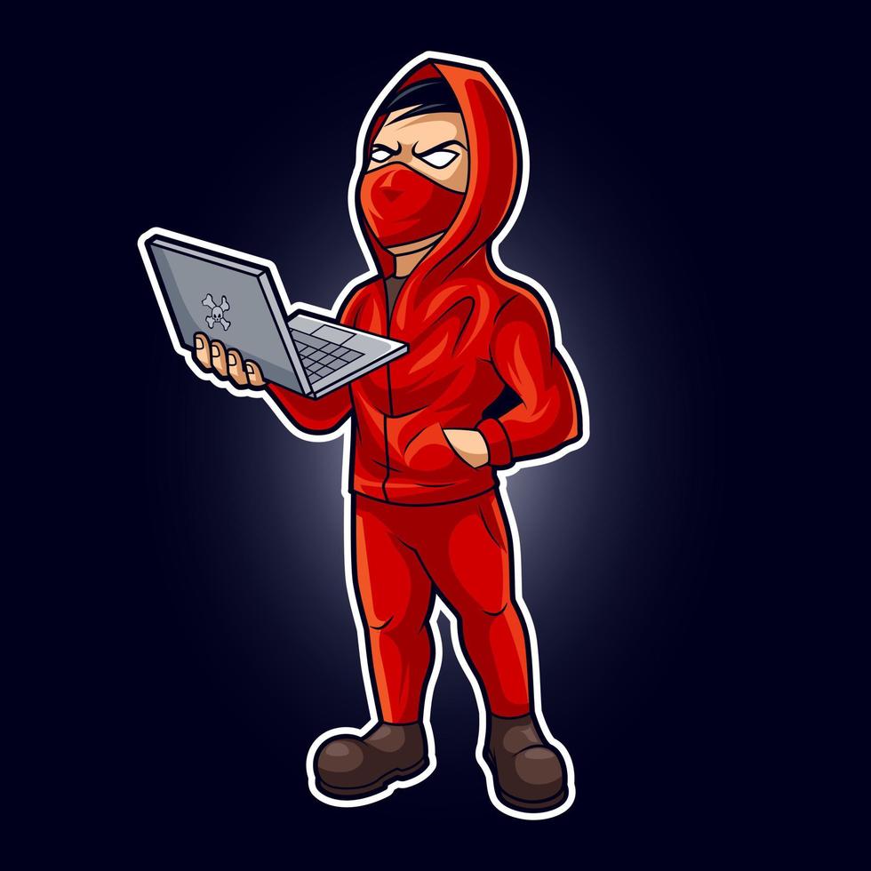 hacker, mascota, vector, ilustración vector