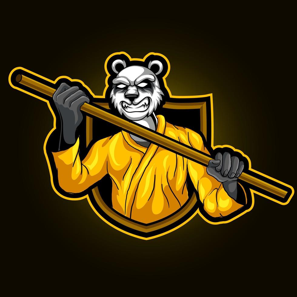 panda enojado mascota esports logo vector ilustración